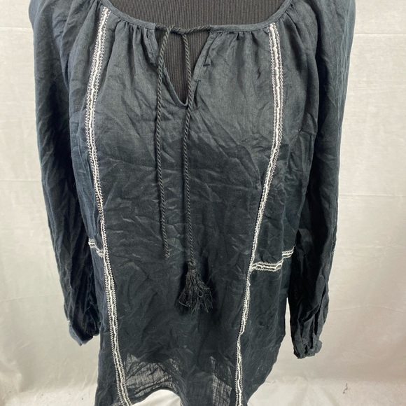 Linen St. Tropez Women’s 100% Linen Long Sleeve Pullover Blouse Boho Large LG - Picture 5 of 5